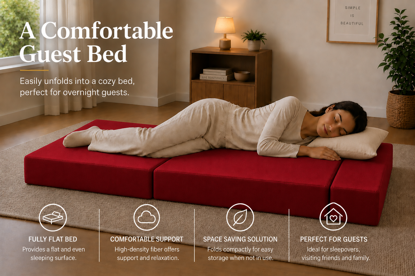 Z Bed Convertible Folding Sofa Bed Chair – 3-in-1 Foam Floor Lounger & Guest Mattress | Night Zone