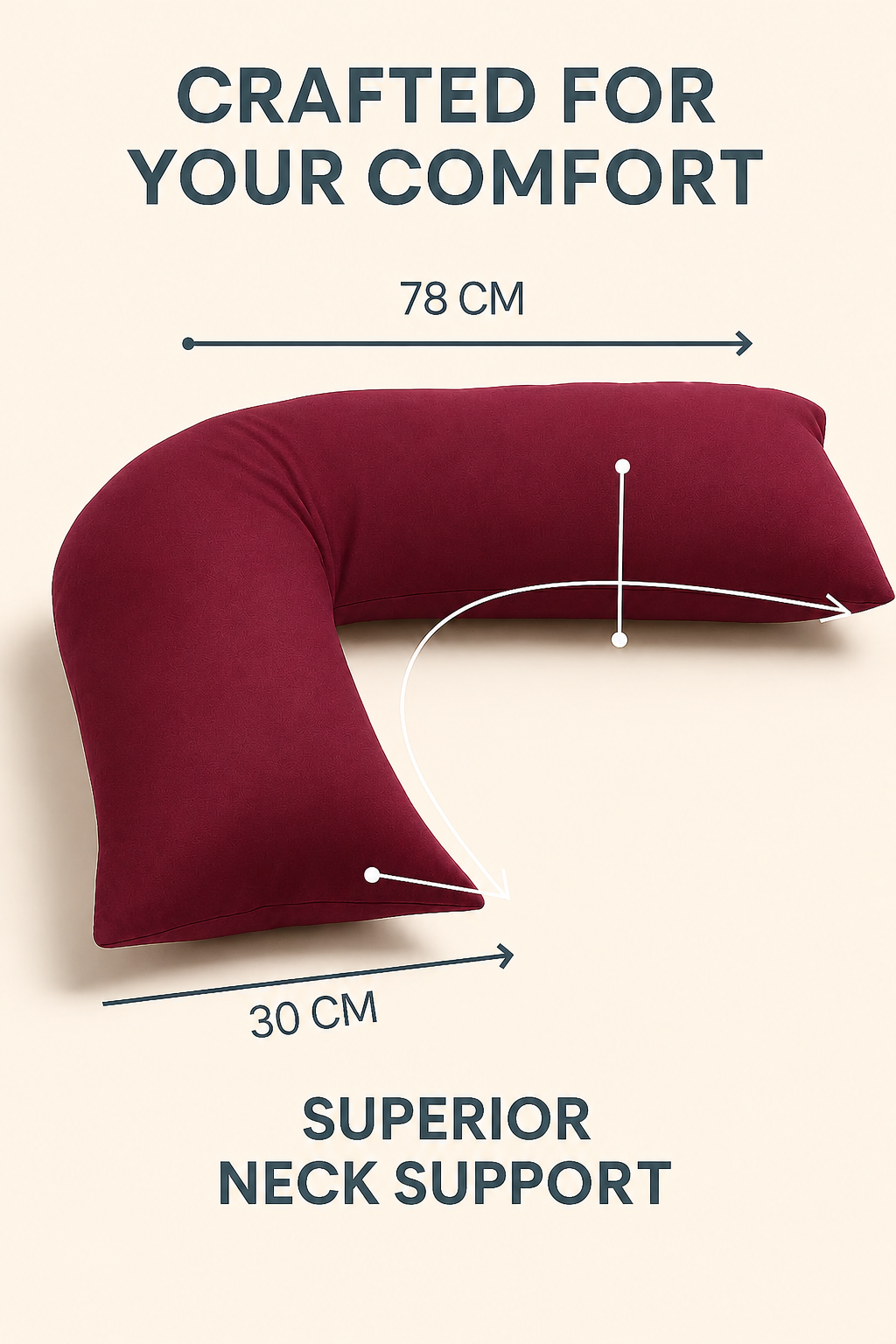 Easy Care Polycotton Orthopaedic V Shaped Pillow with Case or V Pillowcase Only | Night Zone