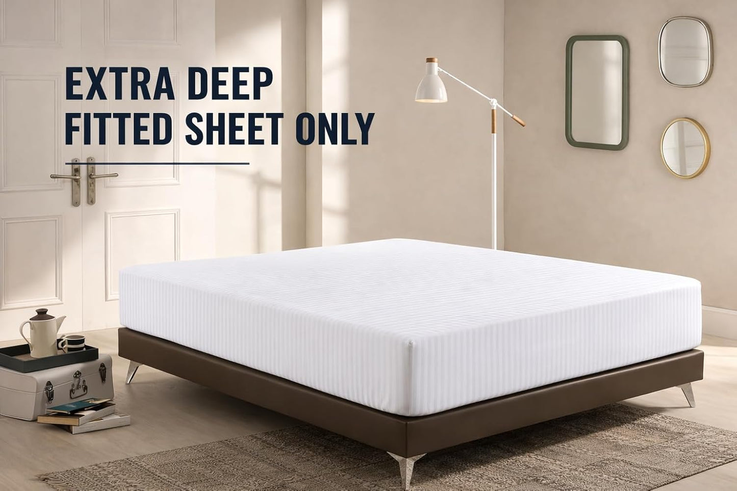 Microfiber Embossed Stripe Extra Deep Fitted Sheet 40cm – Brushed Soft Fitted Bed Sheet | Night Zone