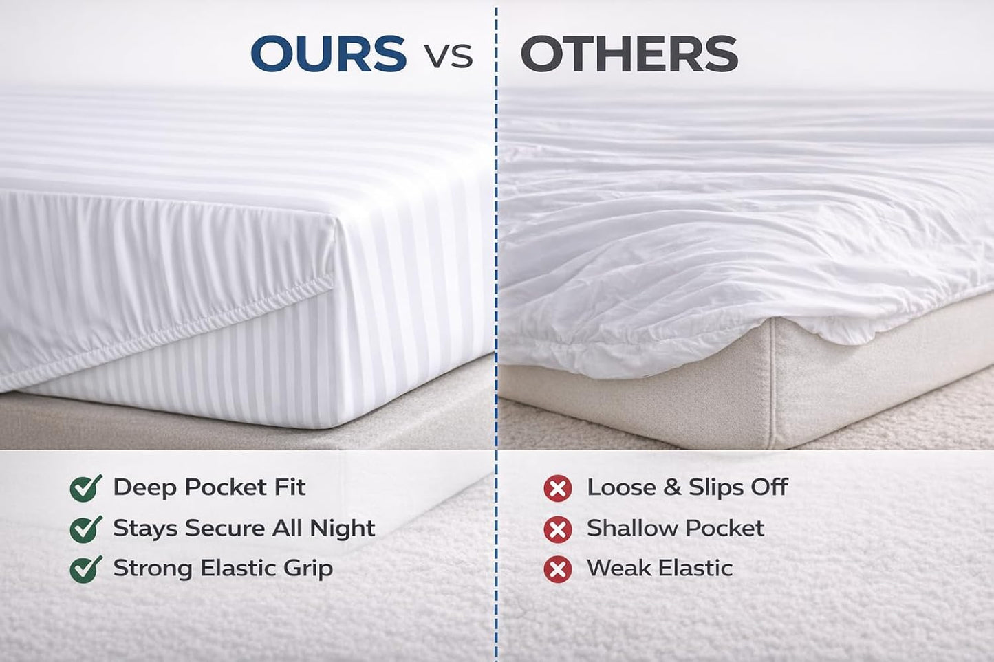 Microfiber Embossed Stripe Extra Deep Fitted Sheet 40cm – Brushed Soft Fitted Bed Sheet | Night Zone