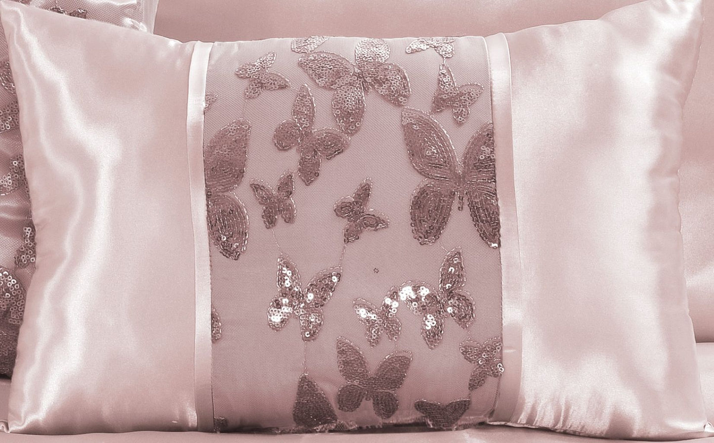 Aisha Embroidered Butterfly 100% Polyester Duvet Cover Set – Luxury Floral Bedding | Night Zone