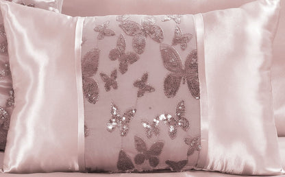 Aisha Embroidered Butterfly 100% Polyester Duvet Cover Set – Luxury Floral Bedding | Night Zone