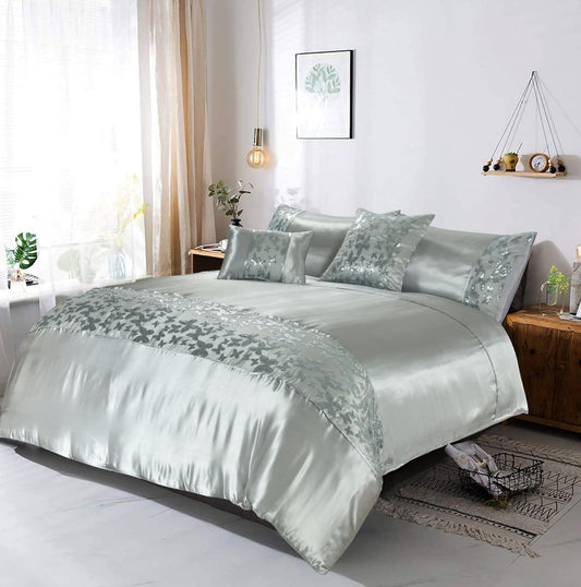 Aisha Embroidered Butterfly 100% Polyester Duvet Cover Set – Luxury Floral Bedding | Night Zone