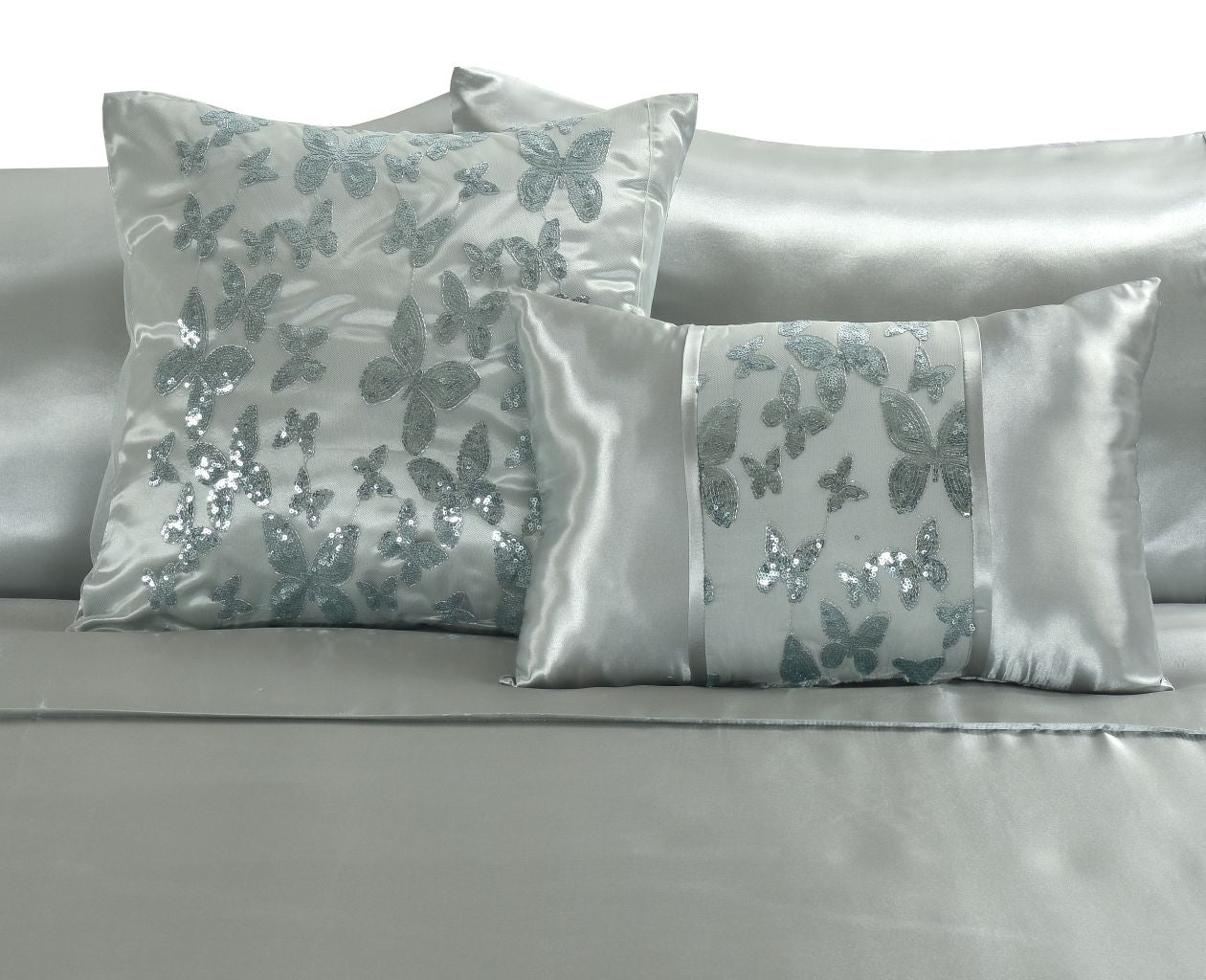 Aisha Embroidered Butterfly 100% Polyester Duvet Cover Set – Luxury Floral Bedding | Night Zone