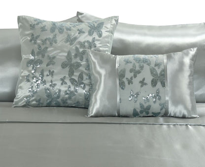 Aisha Embroidered Butterfly 100% Polyester Duvet Cover Set – Luxury Floral Bedding | Night Zone