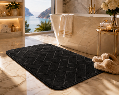 Memory Foam Bath Mat Set – Block Bricks Non Slip Bathroom Rug | Night Zone