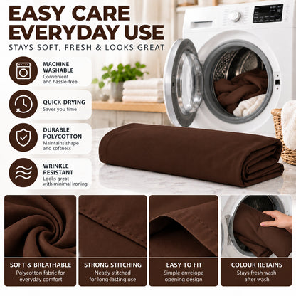 Polycotton bolster pillowcase – Chocolate – 3
