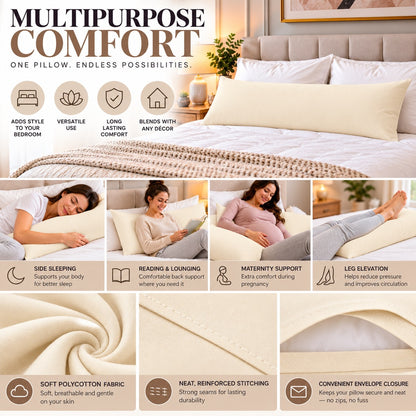 Polycotton bolster pillowcase – Cream – 1