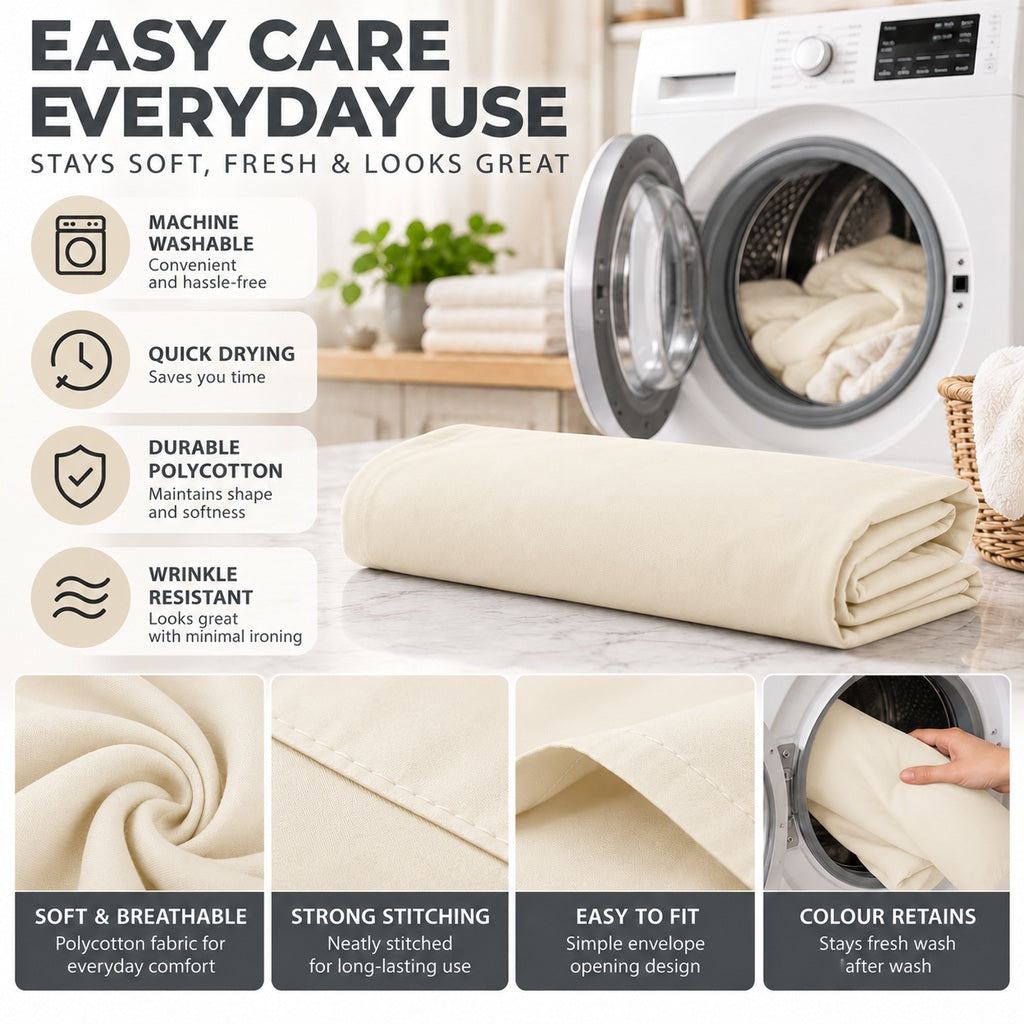 Polycotton bolster pillowcase – Cream – 5
