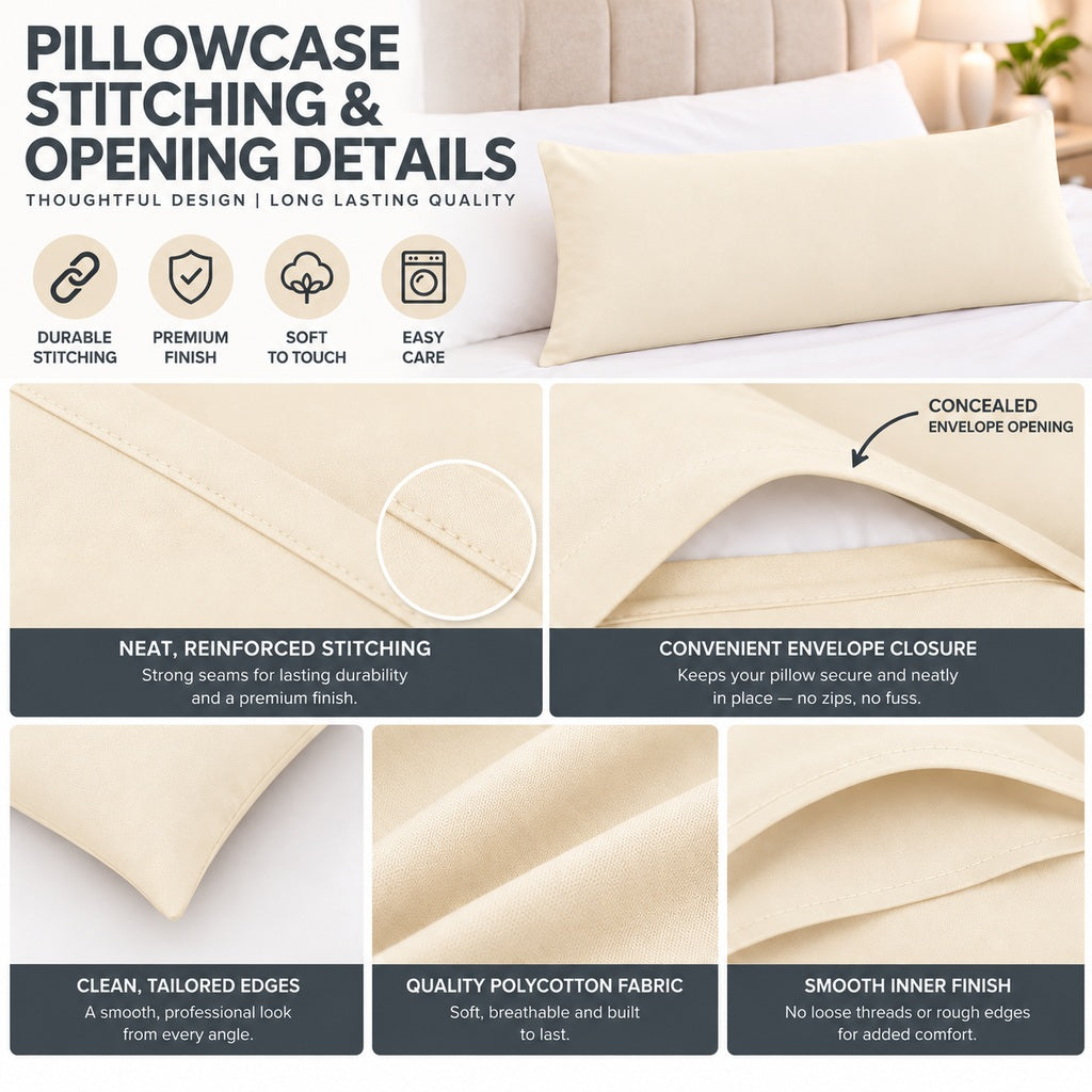 Polycotton bolster pillowcase – Cream – 6