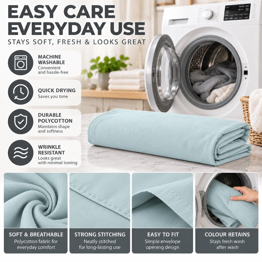 Polycotton bolster pillowcase – Duck Egg – 4