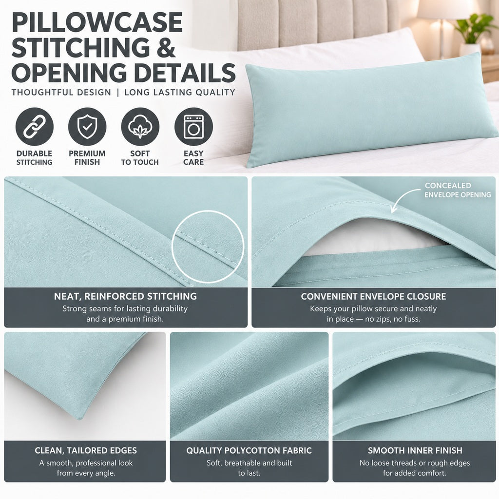 Polycotton bolster pillowcase – Duck Egg – 8