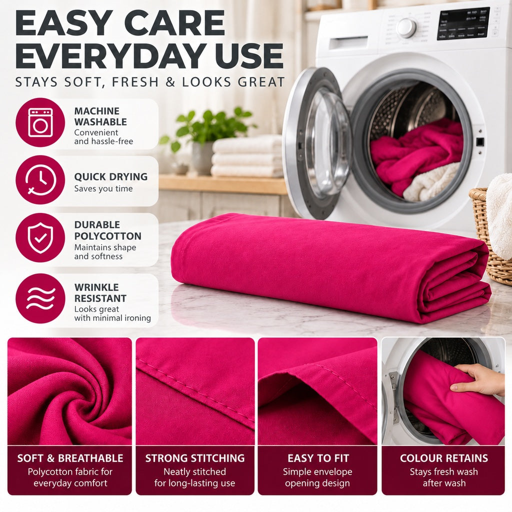 Polycotton bolster pillowcase – Fuchsia – 3