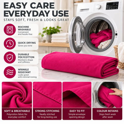 Polycotton bolster pillowcase – Fuchsia – 3