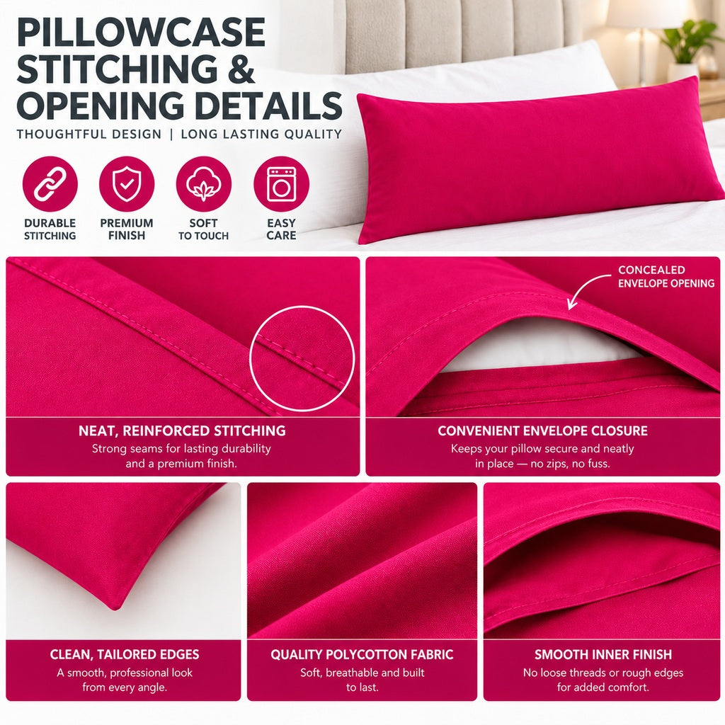 Polycotton bolster pillowcase – Fuchsia – 7