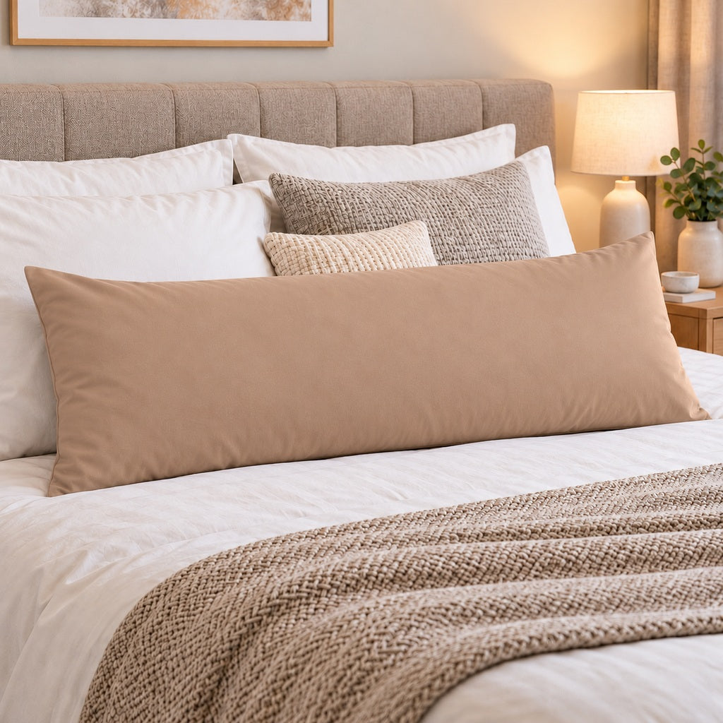 Polycotton bolster pillowcase – Latte – 1