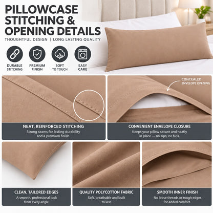 Polycotton bolster pillowcase – Latte – 4
