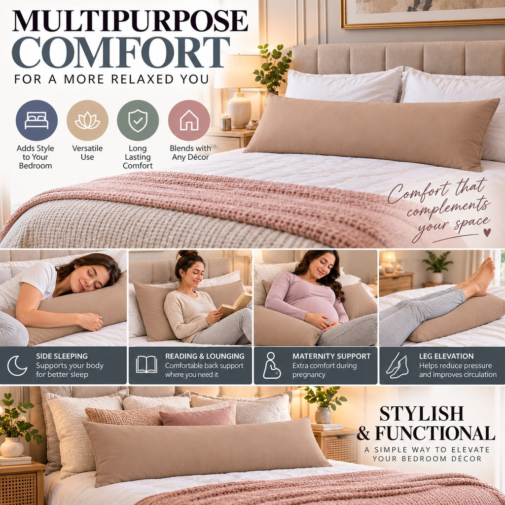 Polycotton bolster pillowcase – Latte – 5
