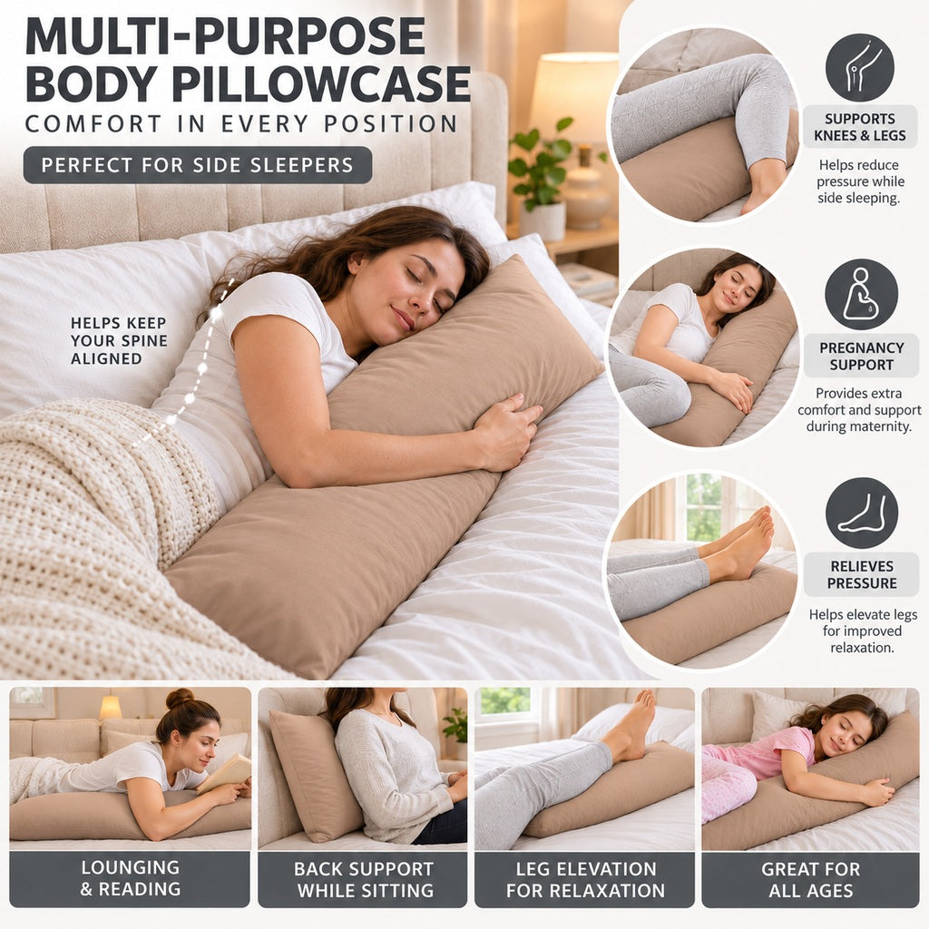 Polycotton bolster pillowcase – Latte – 6