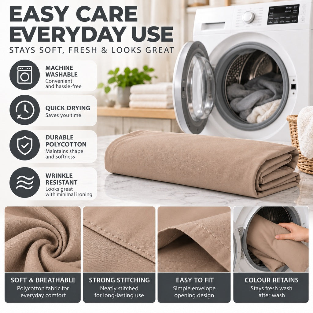 Polycotton bolster pillowcase – Latte – 9