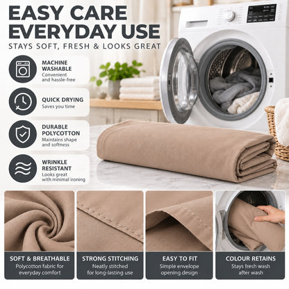 Polycotton bolster pillowcase – Latte – 9