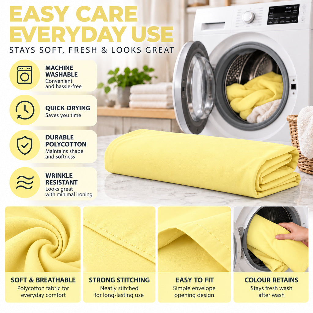 Polycotton bolster pillowcase – Lemon – 3