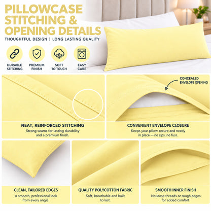 Polycotton bolster pillowcase – Lemon – 8