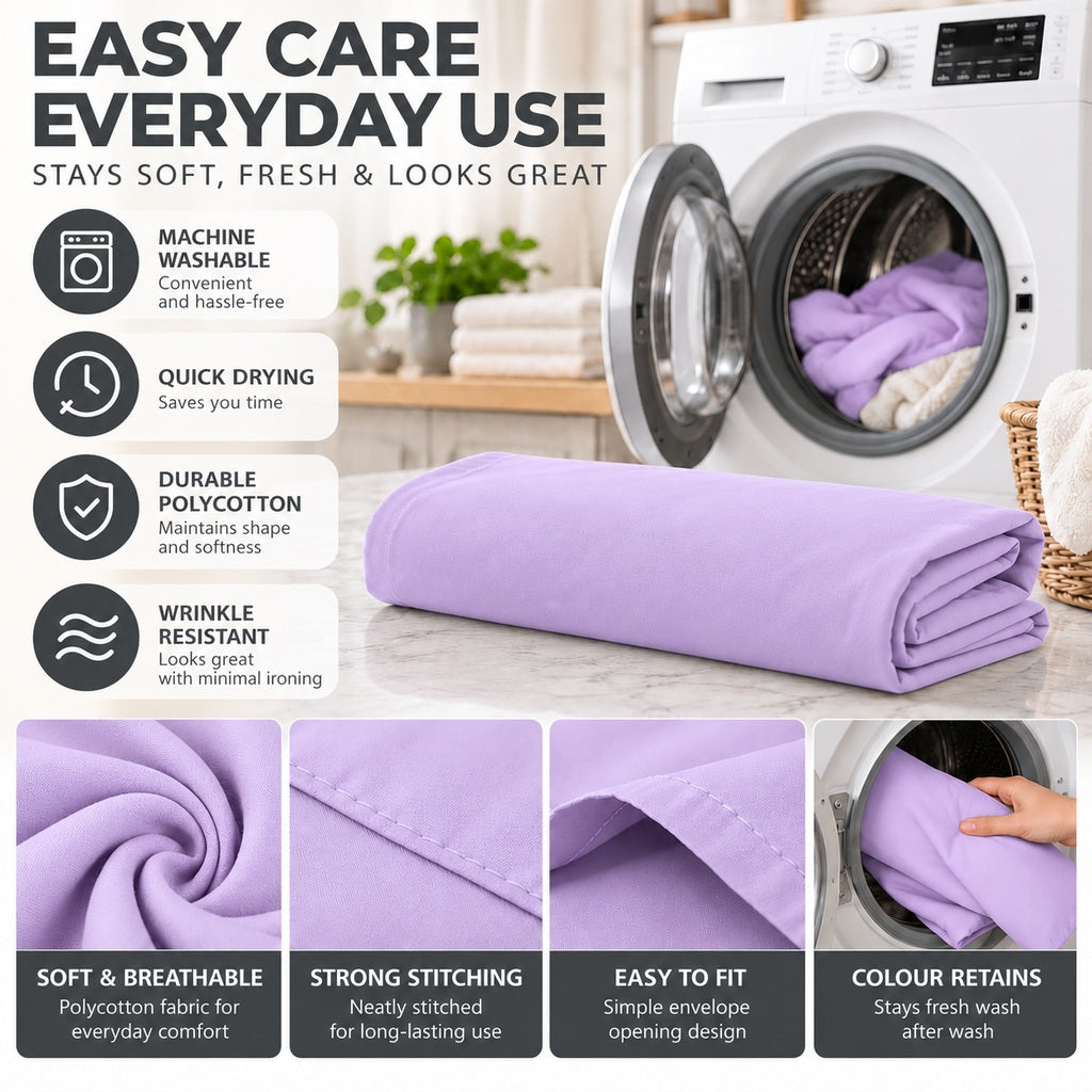 Polycotton bolster pillowcase – Lilac – 4
