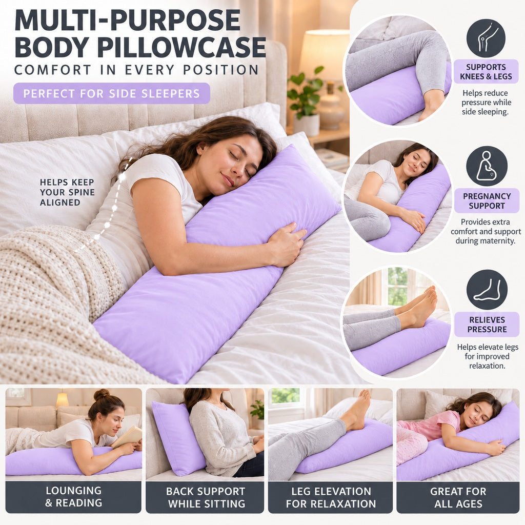Polycotton bolster pillowcase – Lilac – 6