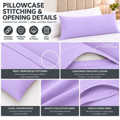 Polycotton bolster pillowcase – Lilac – 7