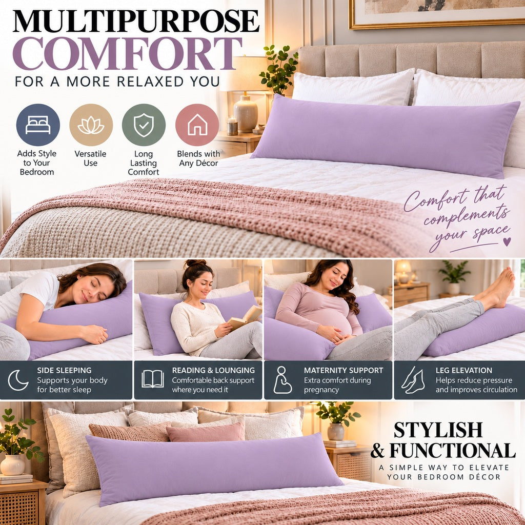Polycotton bolster pillowcase – Lilac – 9