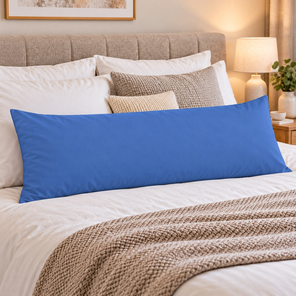 Polycotton bolster pillowcase – Mid Blue – 2