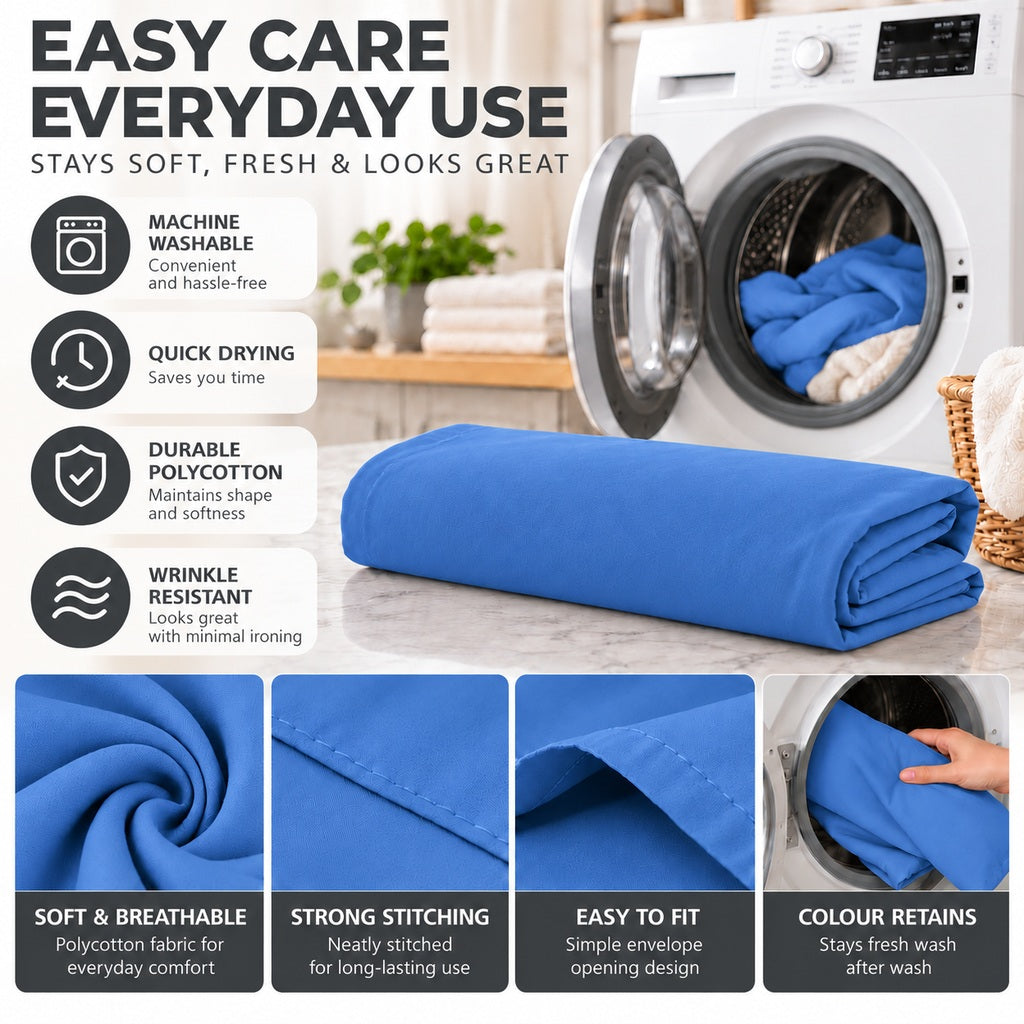 Polycotton bolster pillowcase – Mid Blue – 4