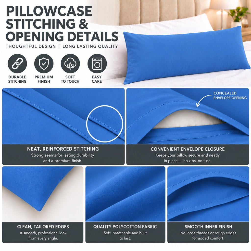 Polycotton bolster pillowcase – Mid Blue – 5