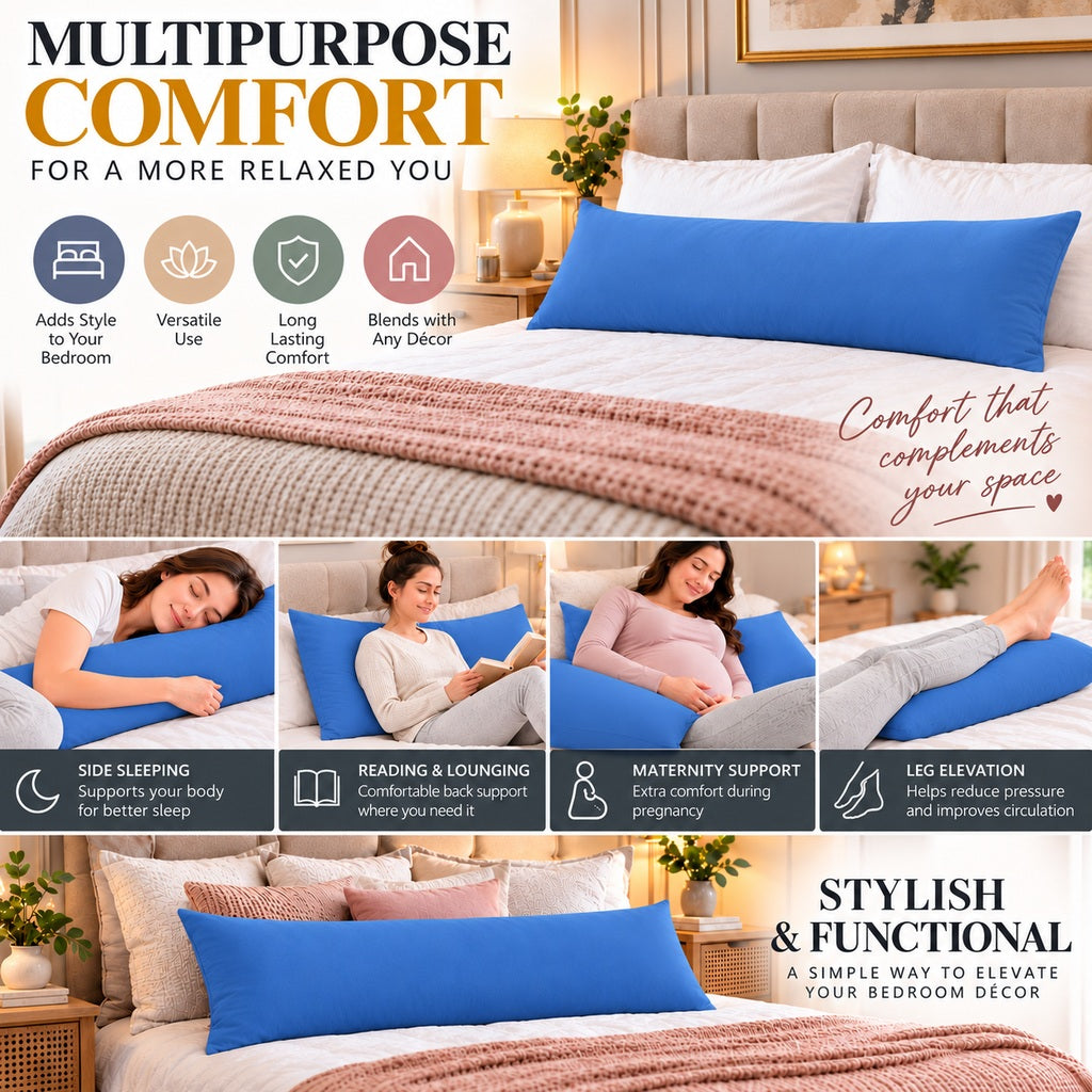 Polycotton bolster pillowcase – Mid Blue – 7