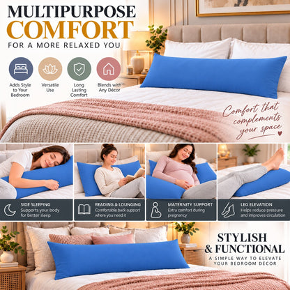 Polycotton bolster pillowcase – Mid Blue – 7