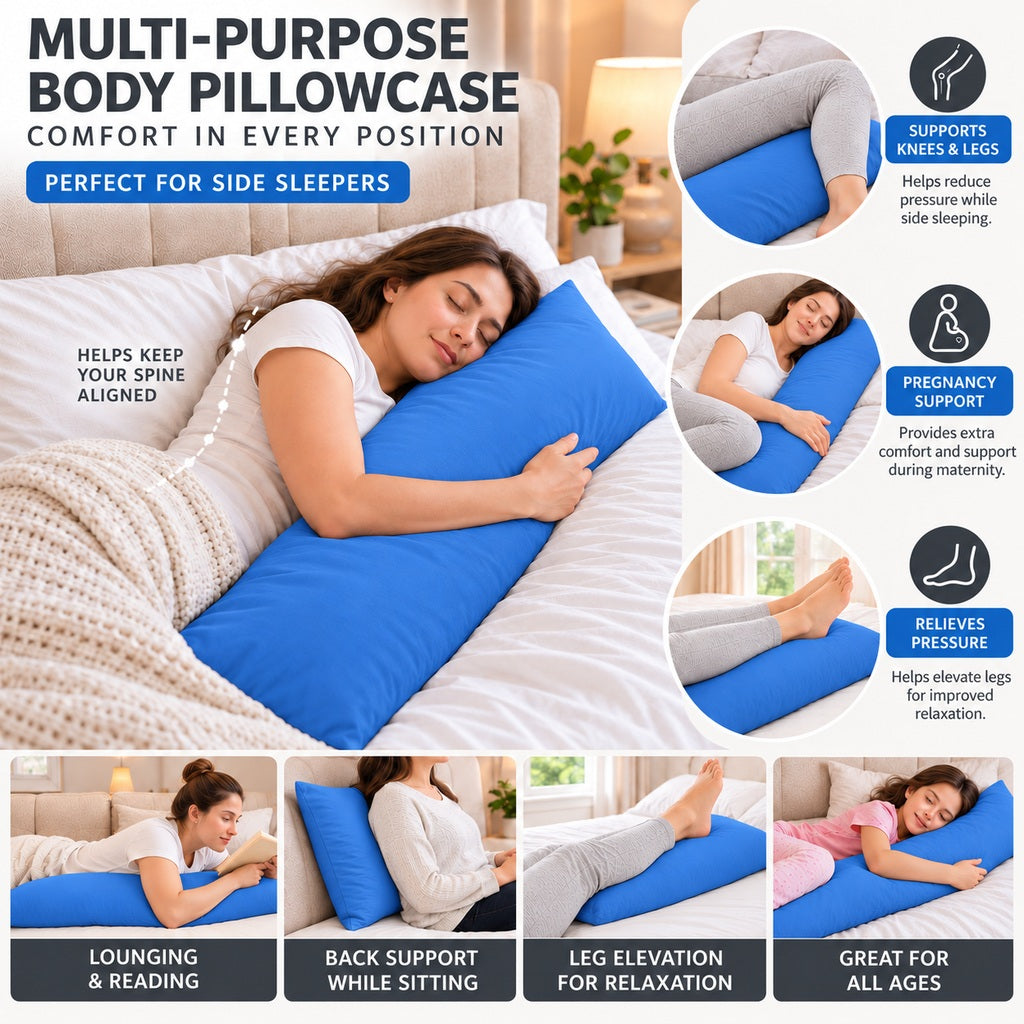 Polycotton bolster pillowcase – Mid Blue – 9