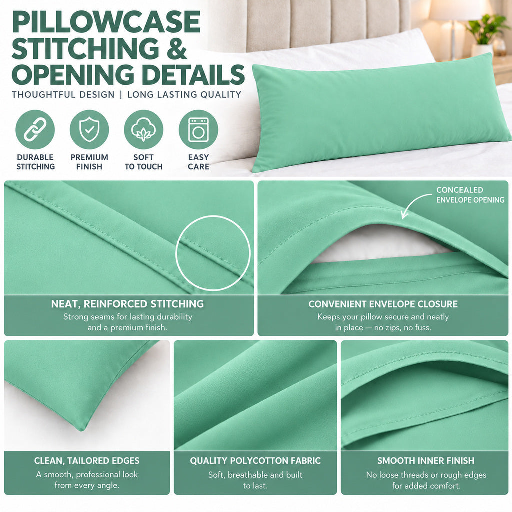Polycotton bolster pillowcase – Mint Green – 4