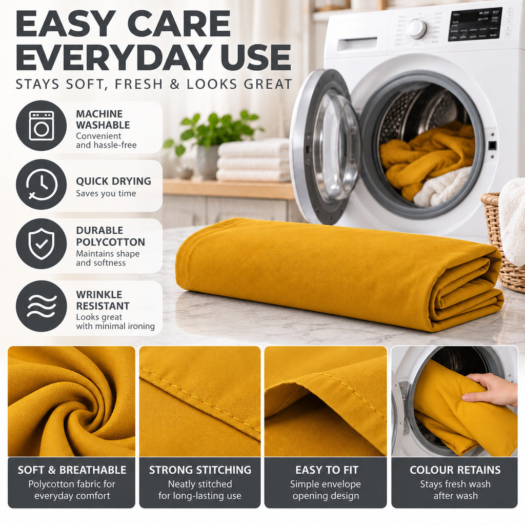 Polycotton bolster pillowcase – Mustard – 3