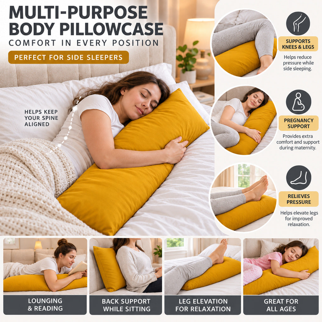 Polycotton bolster pillowcase – Mustard – 5