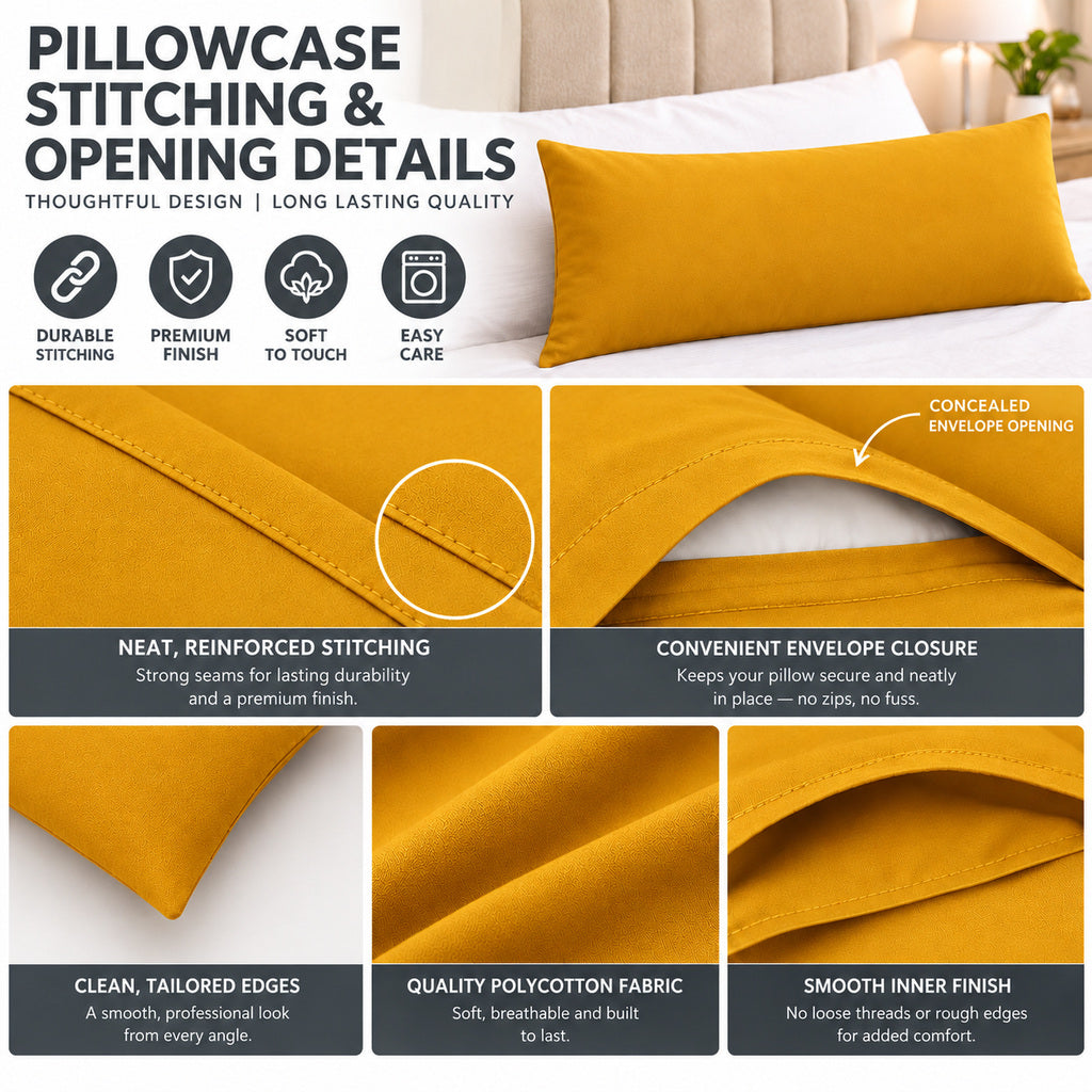 Polycotton bolster pillowcase – Mustard – 7