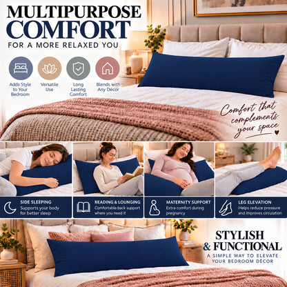 Polycotton bolster pillowcase – Navy – 7
