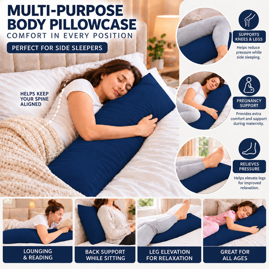 Polycotton bolster pillowcase – Navy – 8