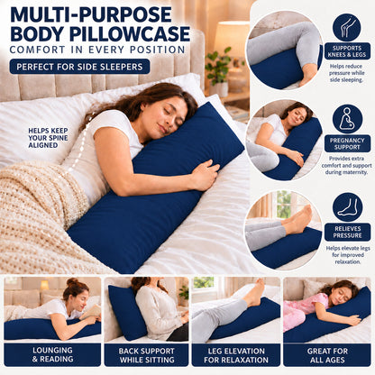 Polycotton bolster pillowcase – Navy – 8