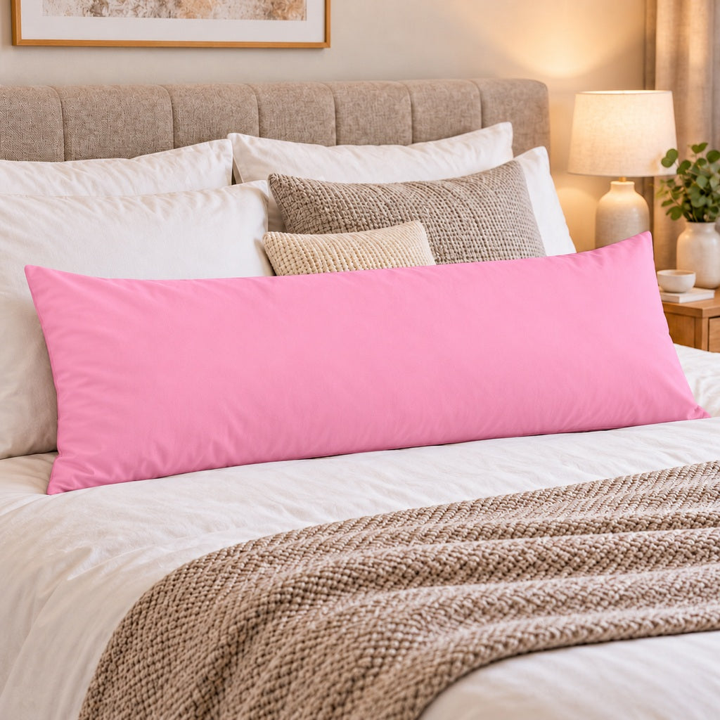 Polycotton bolster pillowcase – Pink – 2