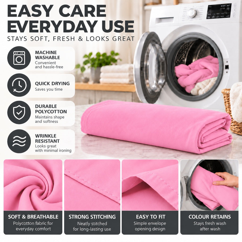 Polycotton bolster pillowcase – Pink – 4