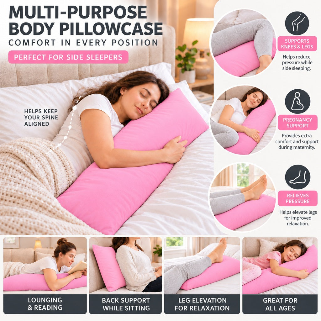 Polycotton bolster pillowcase – Pink – 8
