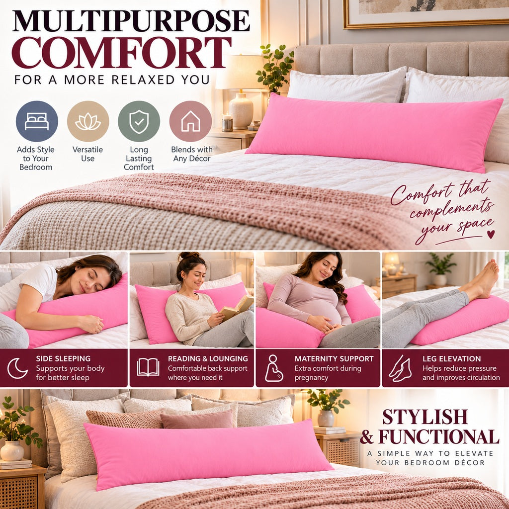Polycotton bolster pillowcase – Pink – 9