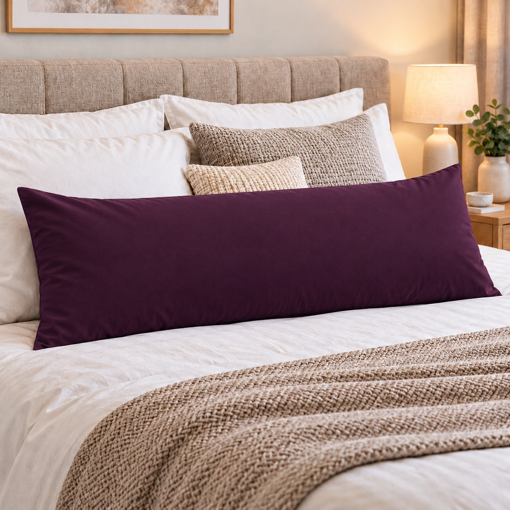 Polycotton bolster pillowcase – Plum – 2