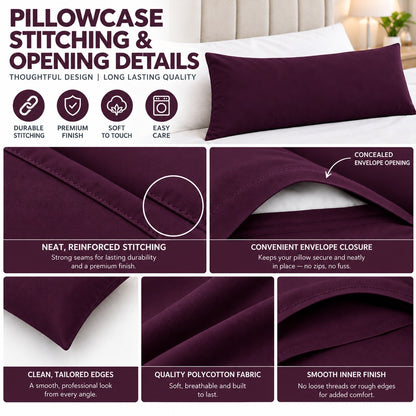 Polycotton bolster pillowcase – Plum – 4